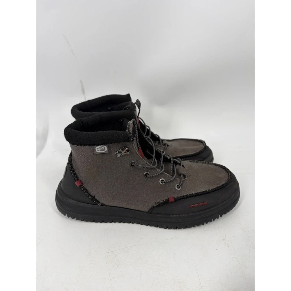 Hey Dude Bradley Waxed Canvas Gray And Black Boots Mens Size 11 Chukka Gorpcore